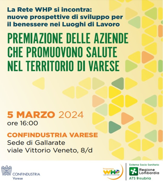 Progetto WHP: riconoscimento alle aziende che promuovono il benessere sul luogo di lavoro