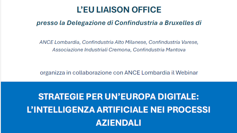 Webinar “Strategie per un'Europa digitale: l’intelligenza artificiale nei processi aziendali”